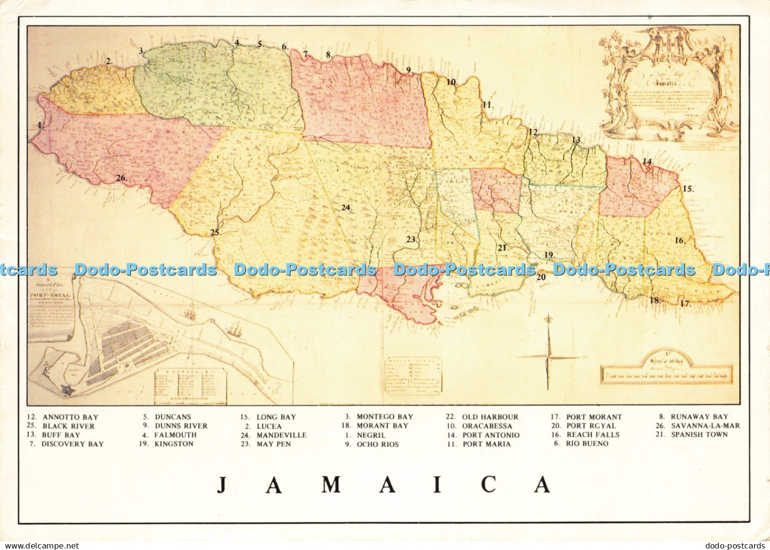 D200729 Jamaica New Map of Jamaica 1755 by Patrick Brown Based on Survey of Jama