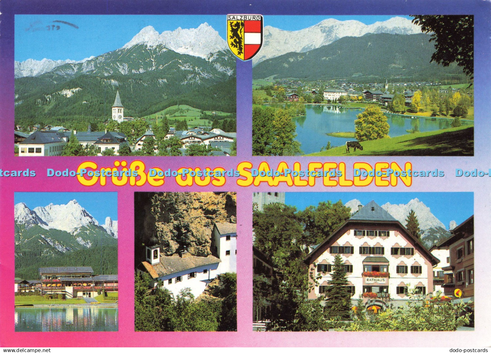 D211139 Grusse aus Saalfelden Erholung im Pinzgauer Saalfelden Alpine Luftbild M