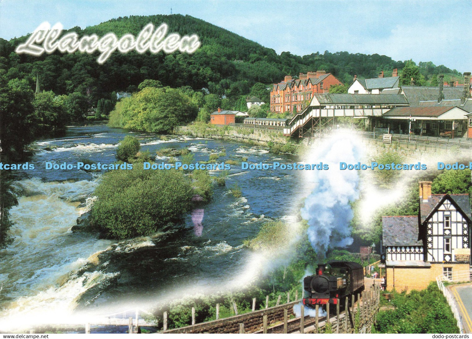 D220378 Llangollen Denbighshire Llangollen Railway Station and the River Dee Ste