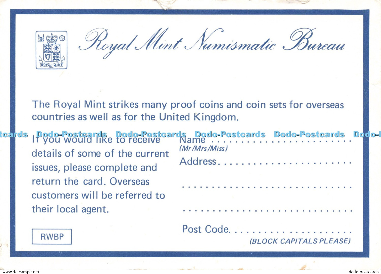 D229833 Royal Mint Numismatic Bureau Mid Glamorgan