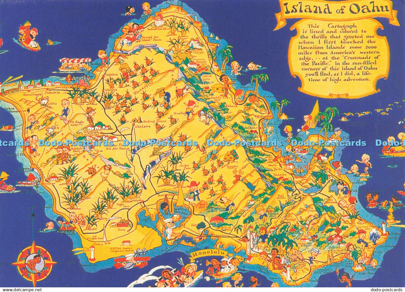 D231375 Island of Oahu Map Hawaiian Services 1994