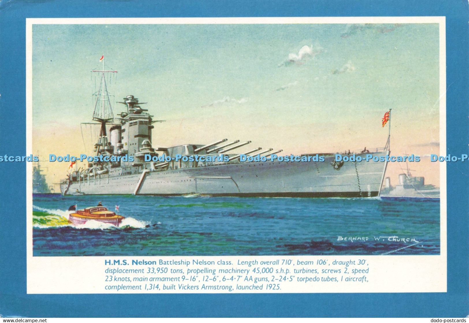 D239871 H M S Nelson Battleship Nelson Class J Salmon Ltd Watercolour