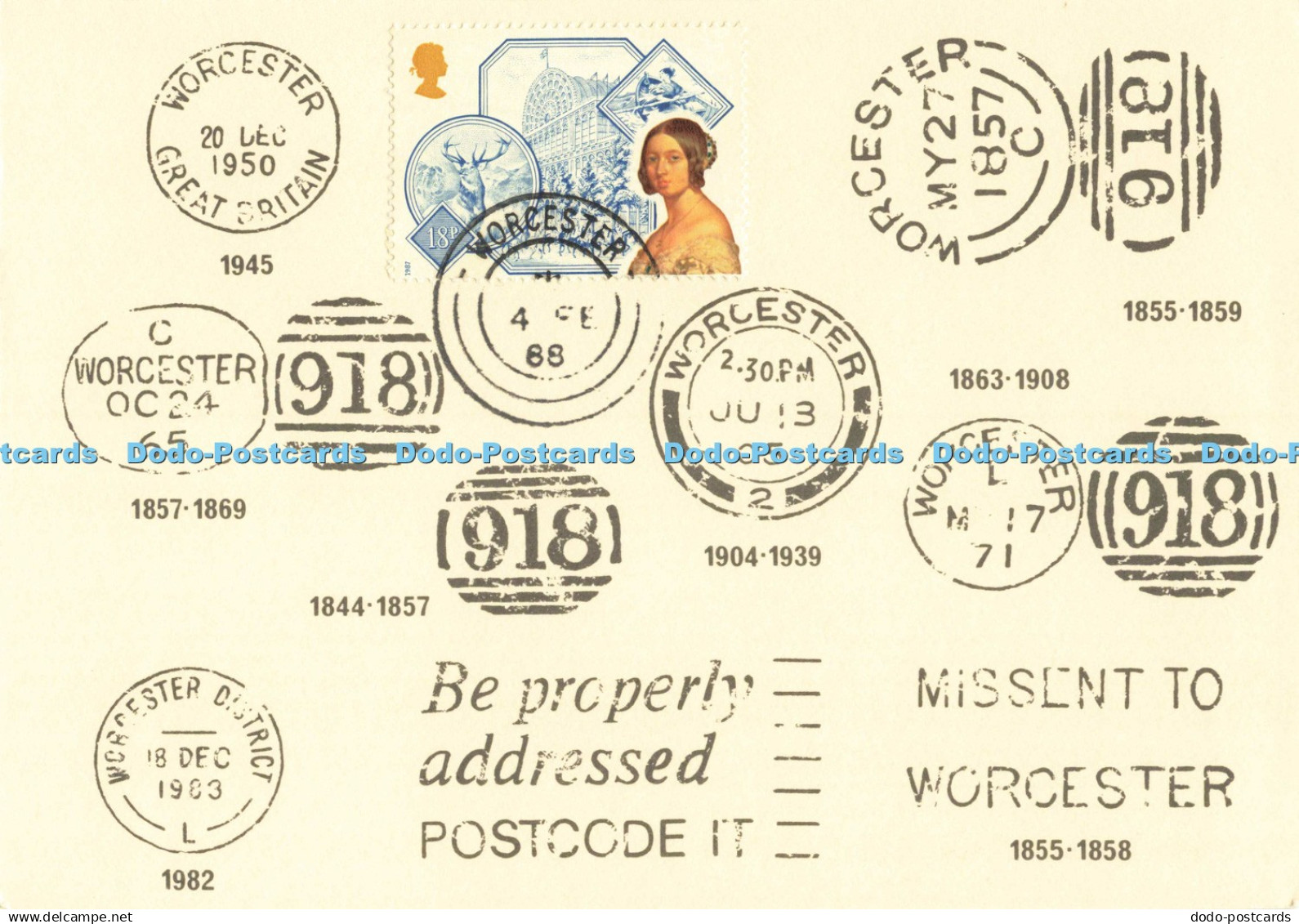D247552 Worcester Postmarks 1844 to 1983 Worcester Head Post Office