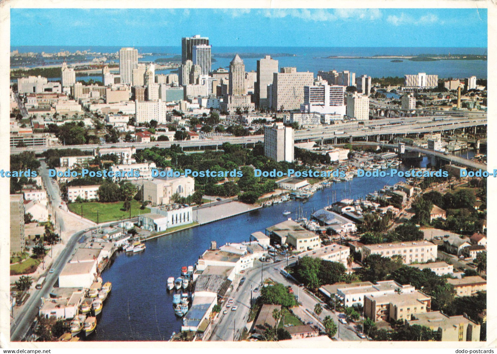 D250433 AerialView of Miami Skyline with the Miami River in the Foreground Gulfs