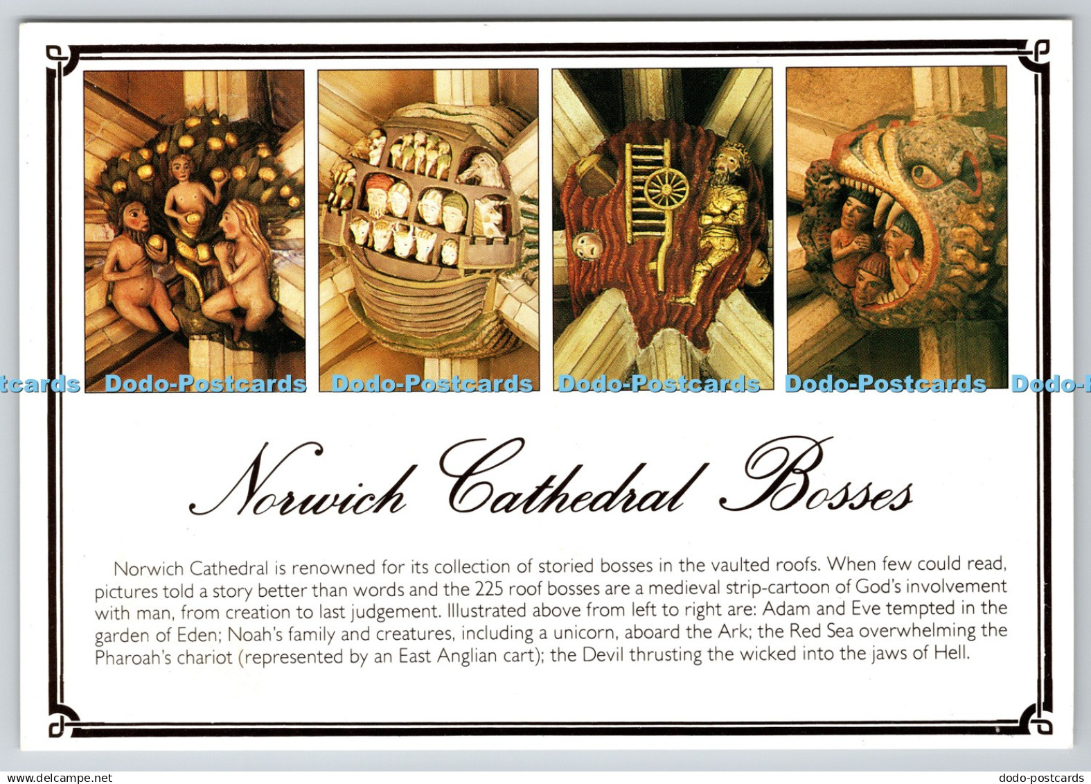 D304345 Norwich Cathedral Bosses Jarrold Norwich Postcard Multi view