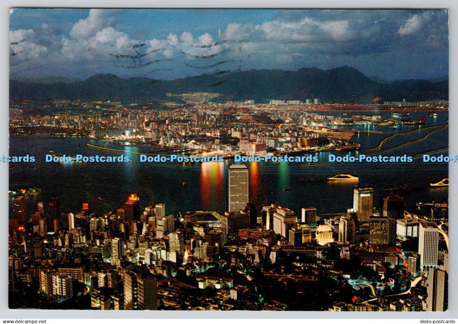 D312988 Hong Kong Night Scene from Peak. National Co. PM Hong Kong. 1984