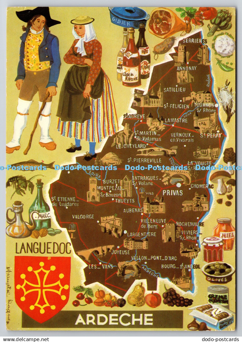 D318346 Map. Ardeche. Les departements francais vus par Cap Theojac. Panazol. Po