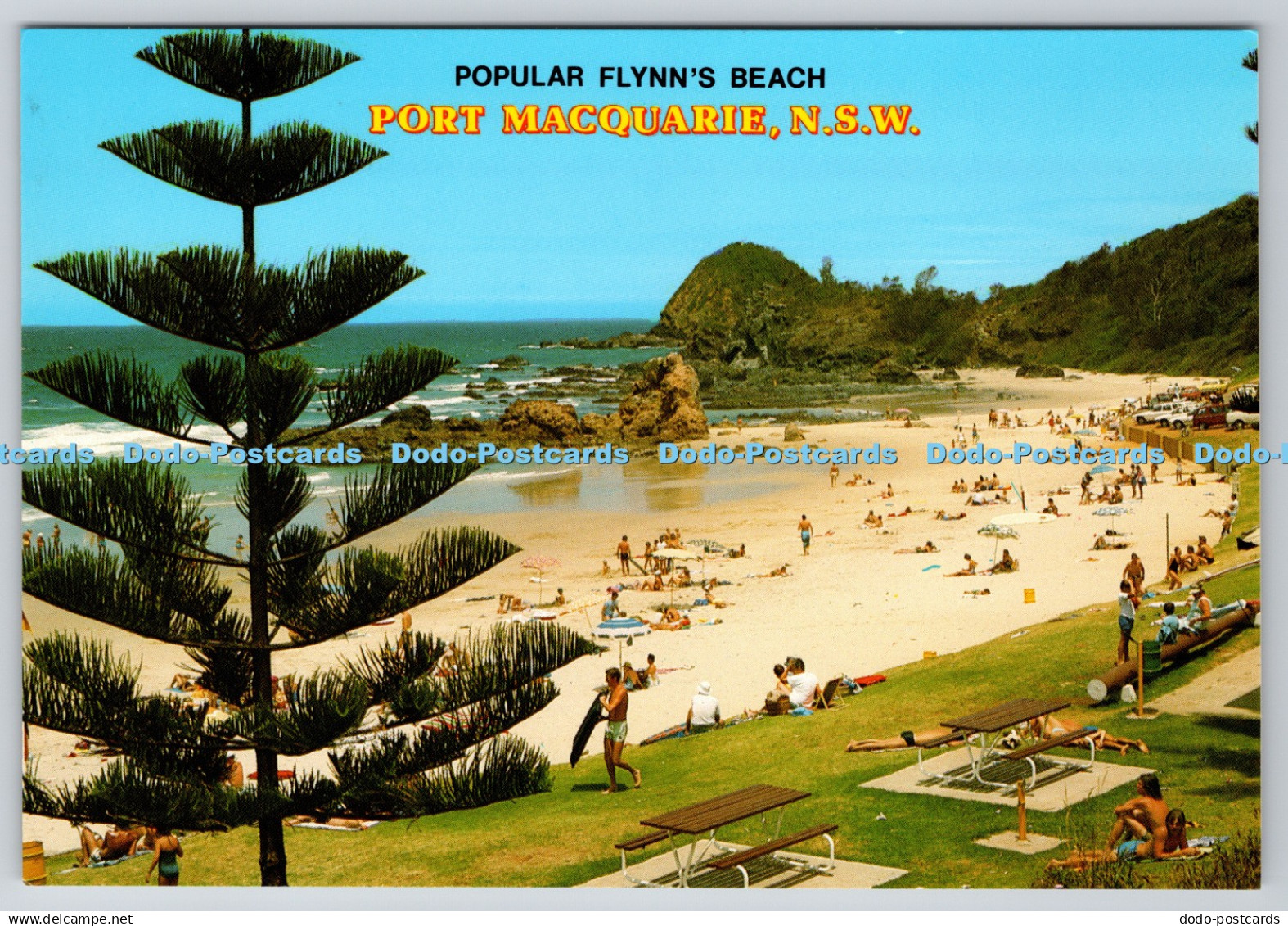 D320490 N. S. W. Port Macquarie. Popular Flynn Beach. Rose Stereograph. Glen Wav