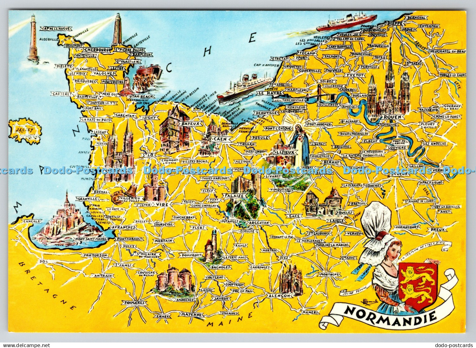 D323454 Maps. La Normandie. France. AS. Artaud Freres. Carquefou. Nantes