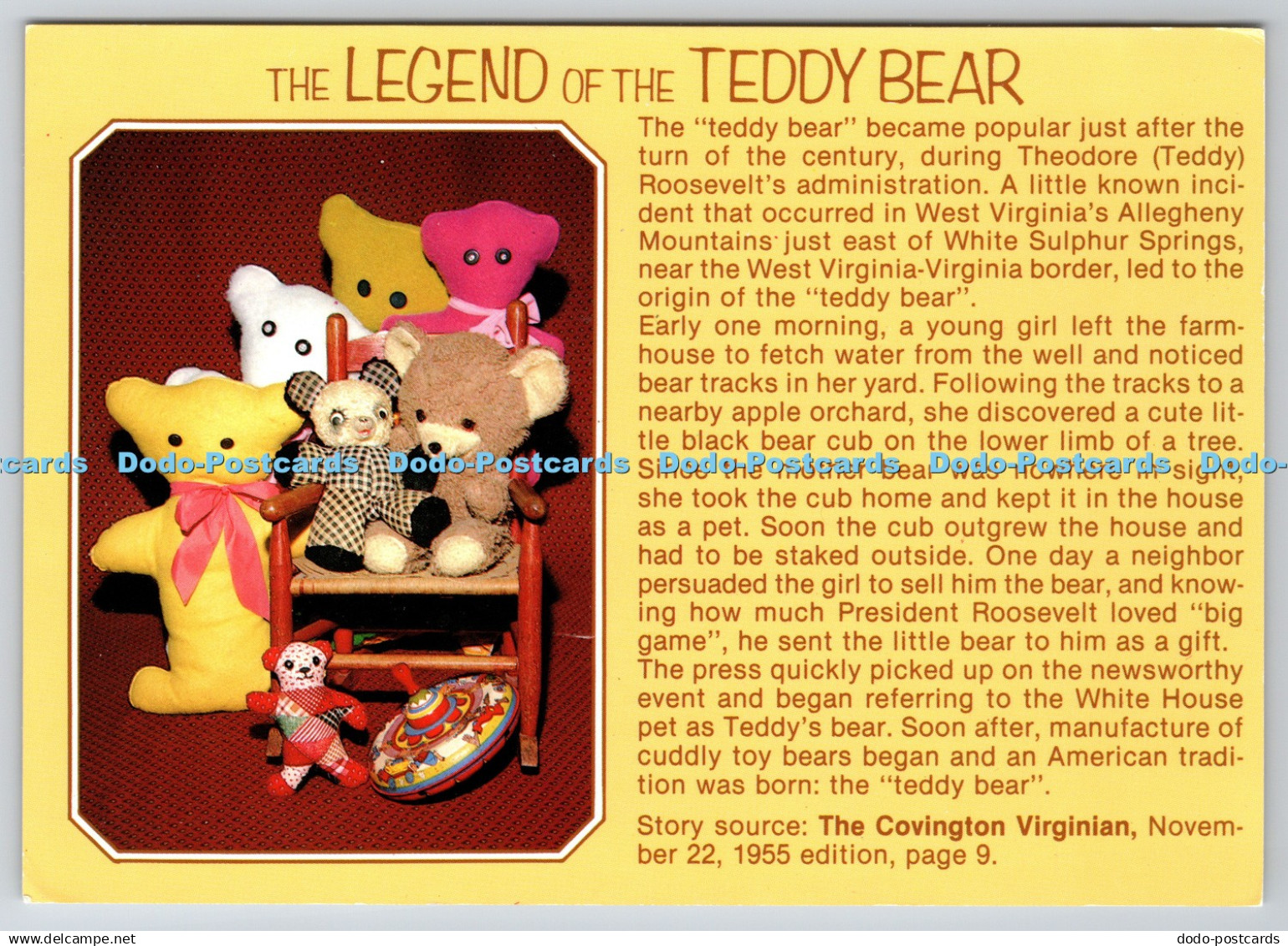 D324483 The Legend of the Teddy Bear. The Covington Virginian. Cards Unlimited I
