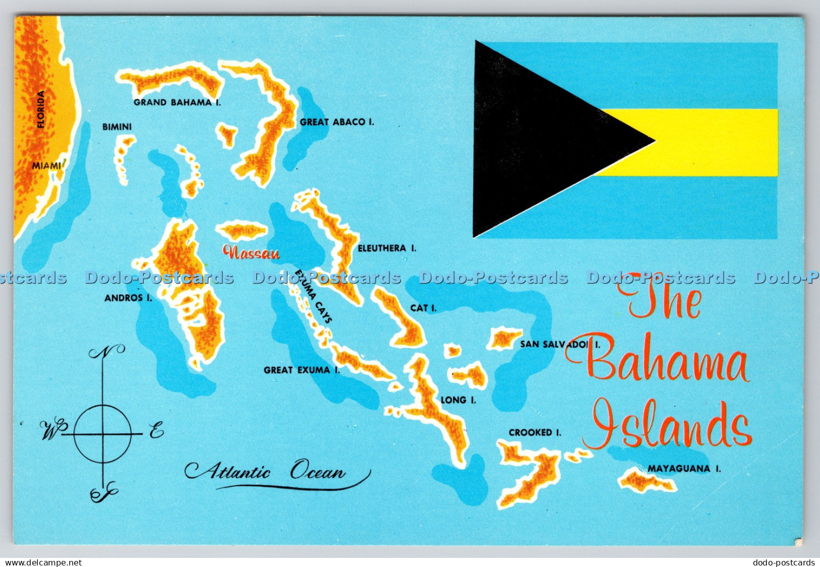 D328445 Maps. The Bahama Islands. Plastichrome by Colourpicture. Boston. Calypso