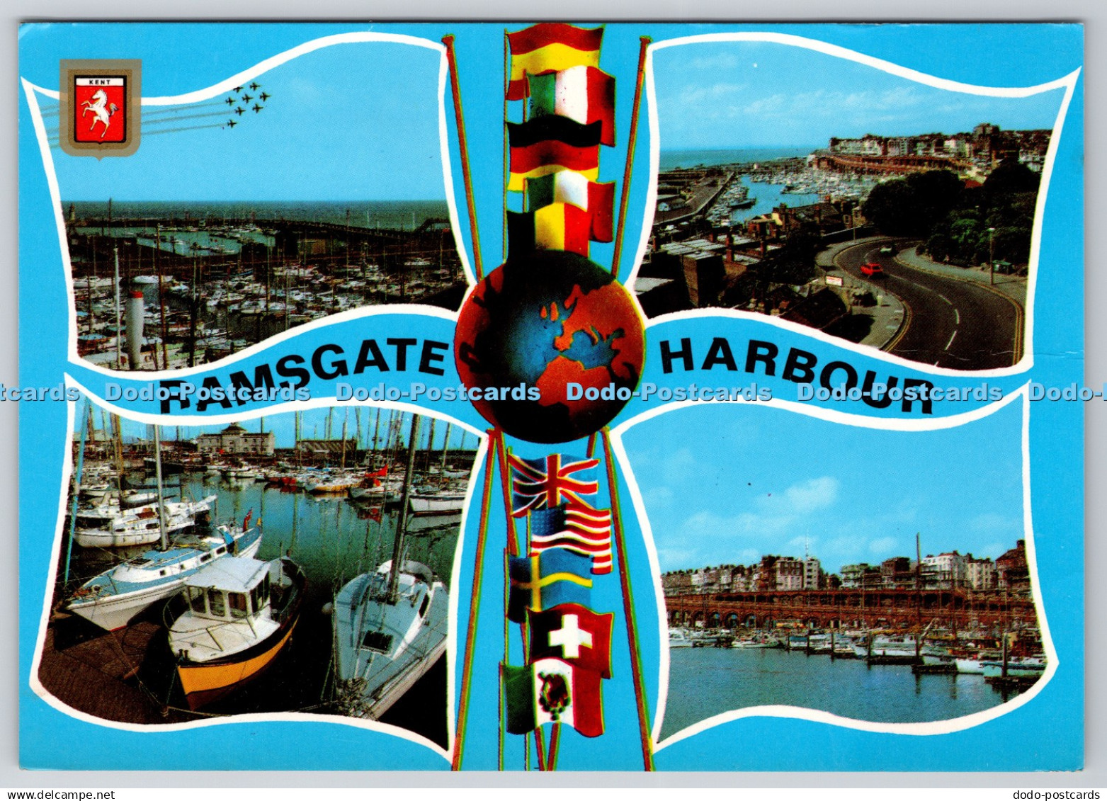 D332769 Ramsgate Harbour. The Red Arrows over Ramsgate. Madeira Drive and Harbou