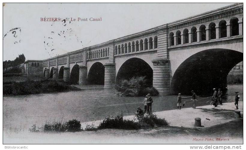 D34 - BEZIERS - PECHEURS ET PONT CANAL