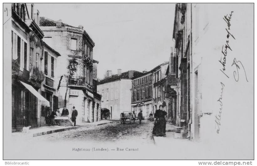 D40 - HAGETMAU - Cpa précurseur - VUE ANIMEE DE L´AVENUE CARNOT