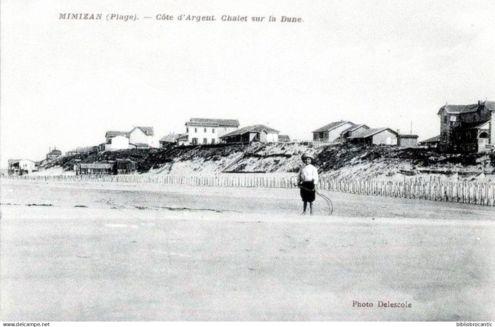 D40 - MIMIZAN-PLAGE - COTE D'ARGENT < VUE ANIMEE DES CHALETS SUR LA DUNE
