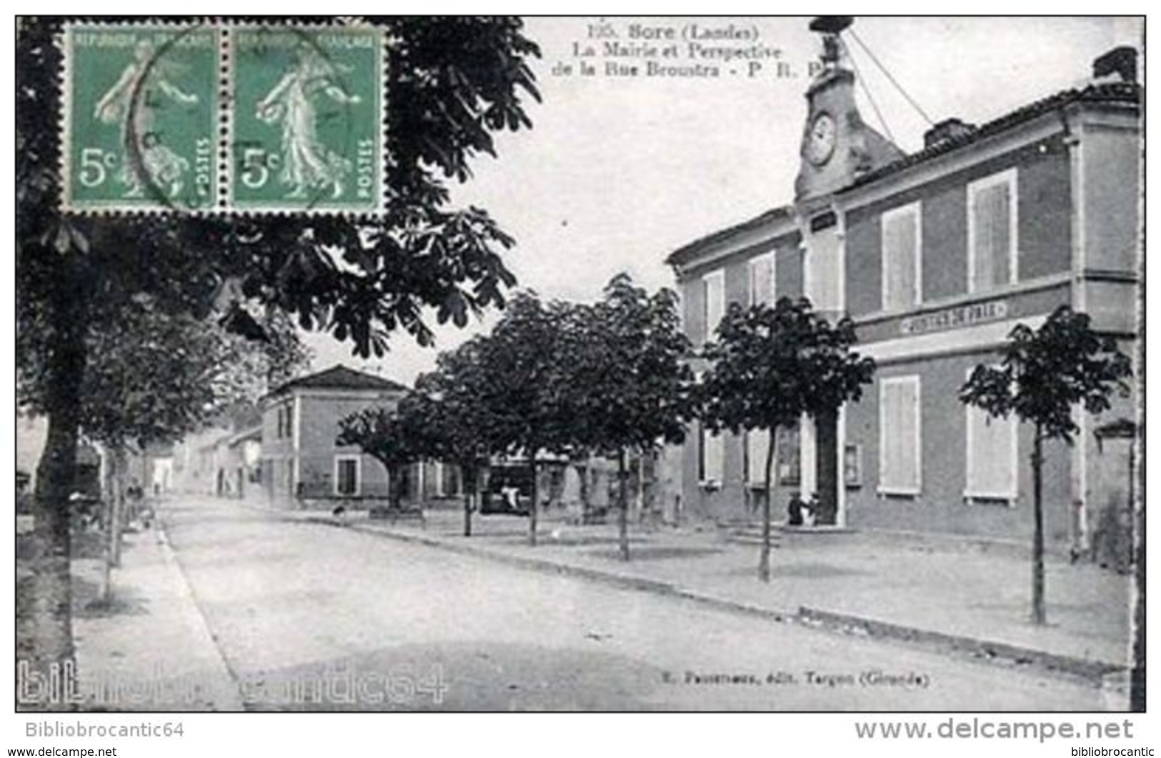 D40 - SORE < LA MAIRIE ET PERSPECTIVE DE LA RUE BROUSTA