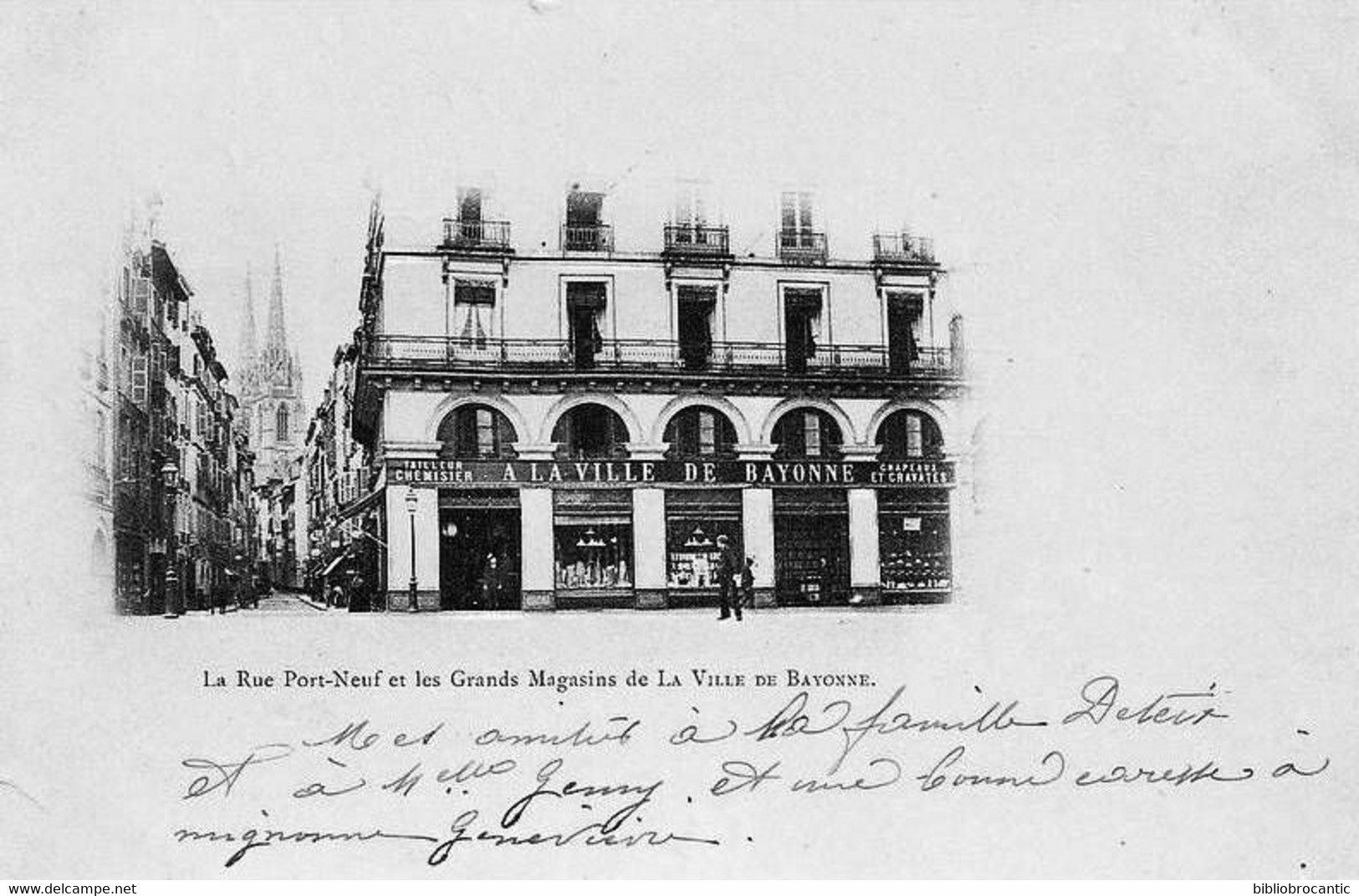 D64 BAYONNE / CPA Précurseur < LA RUE PORT NEUF ET LES GRANDS MAGASINS DE LA VILLE DE BAYONNE