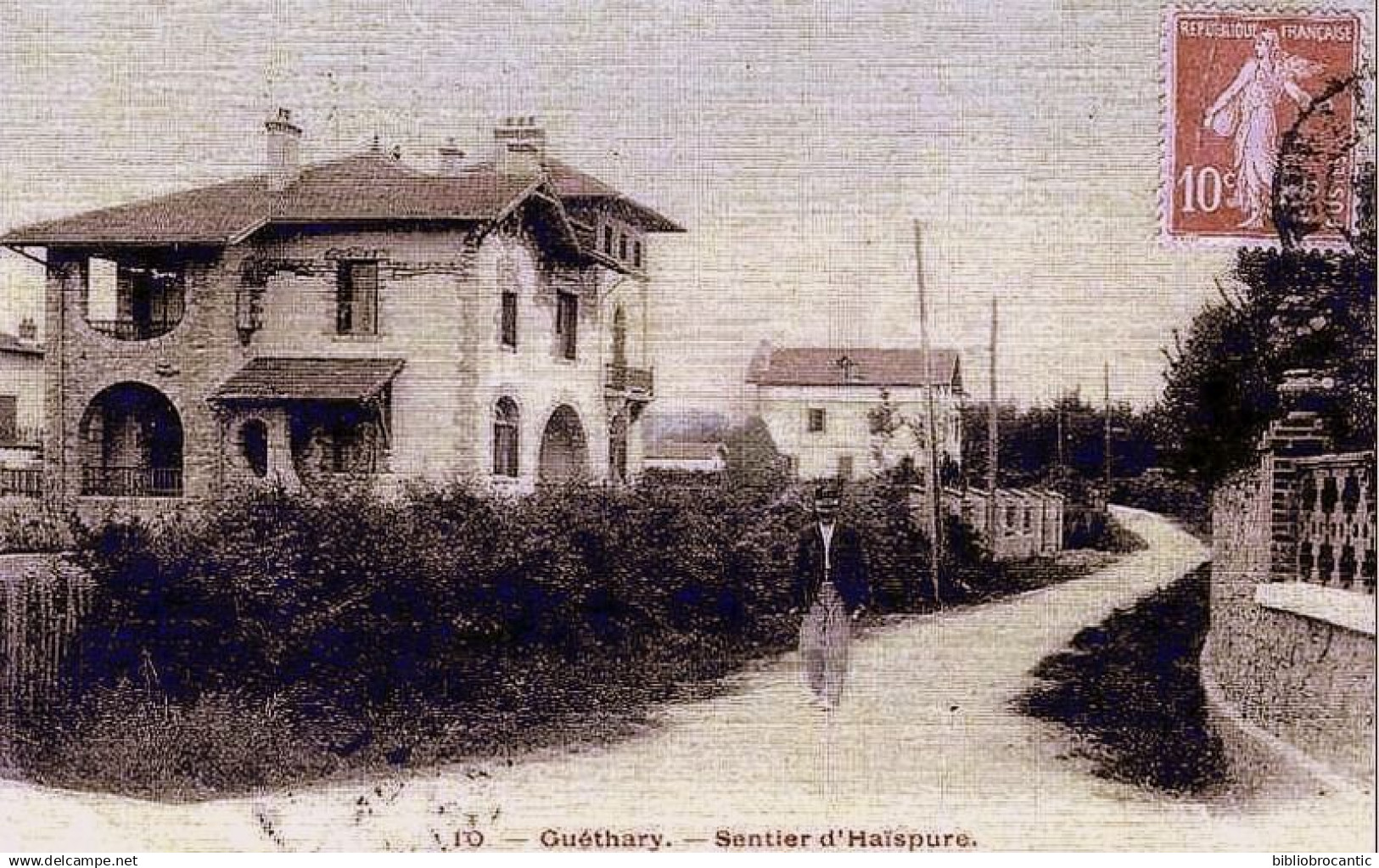 D64 - CARTE TOILEE - GUETHARY - VUE ANIMEE DU SENTIER D'HAÏSPURE