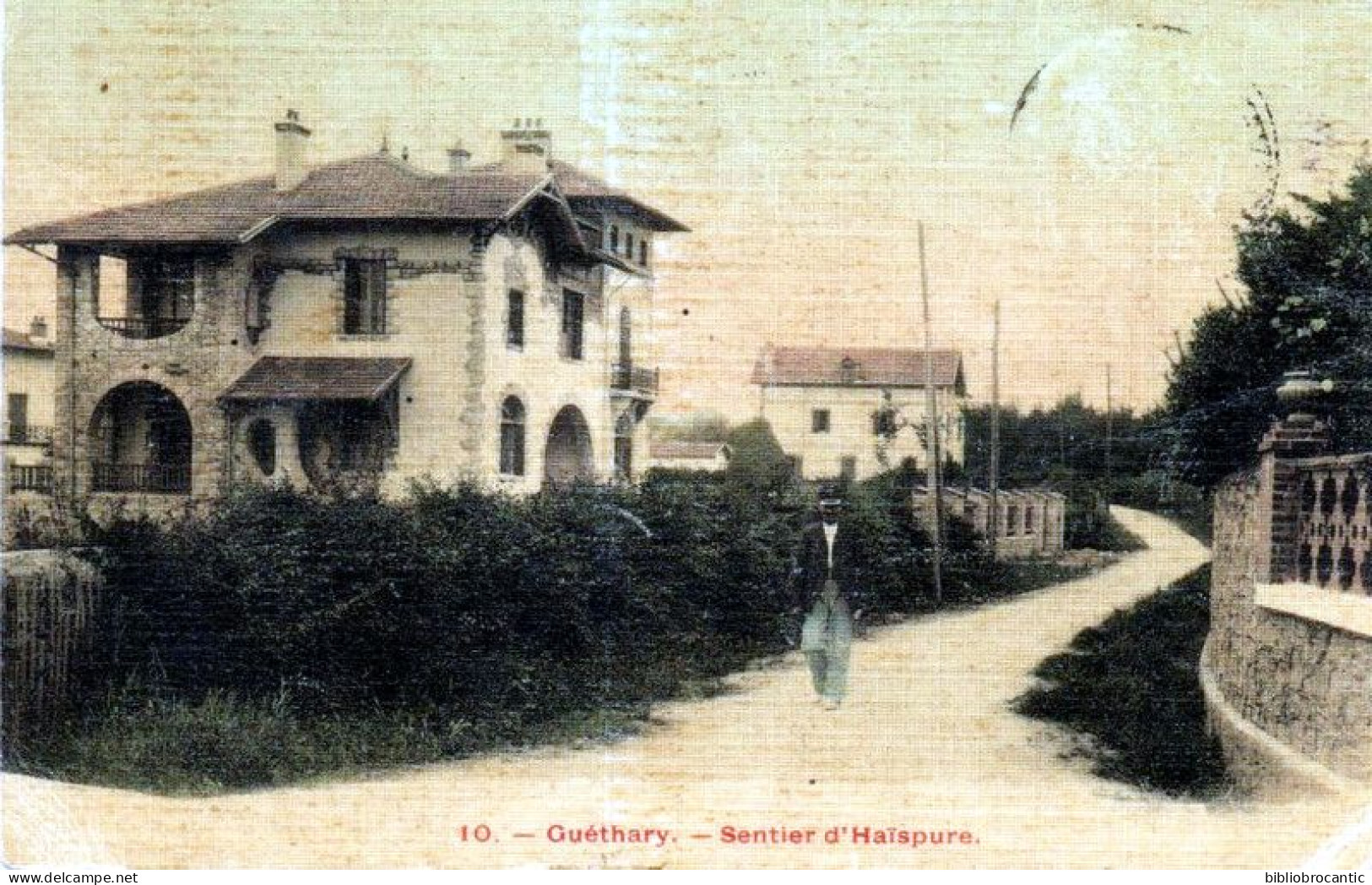 D64 - CARTE TOILEE - GUETHARY - VUE ANIMEE DU SENTIER D'HAÏSPURE