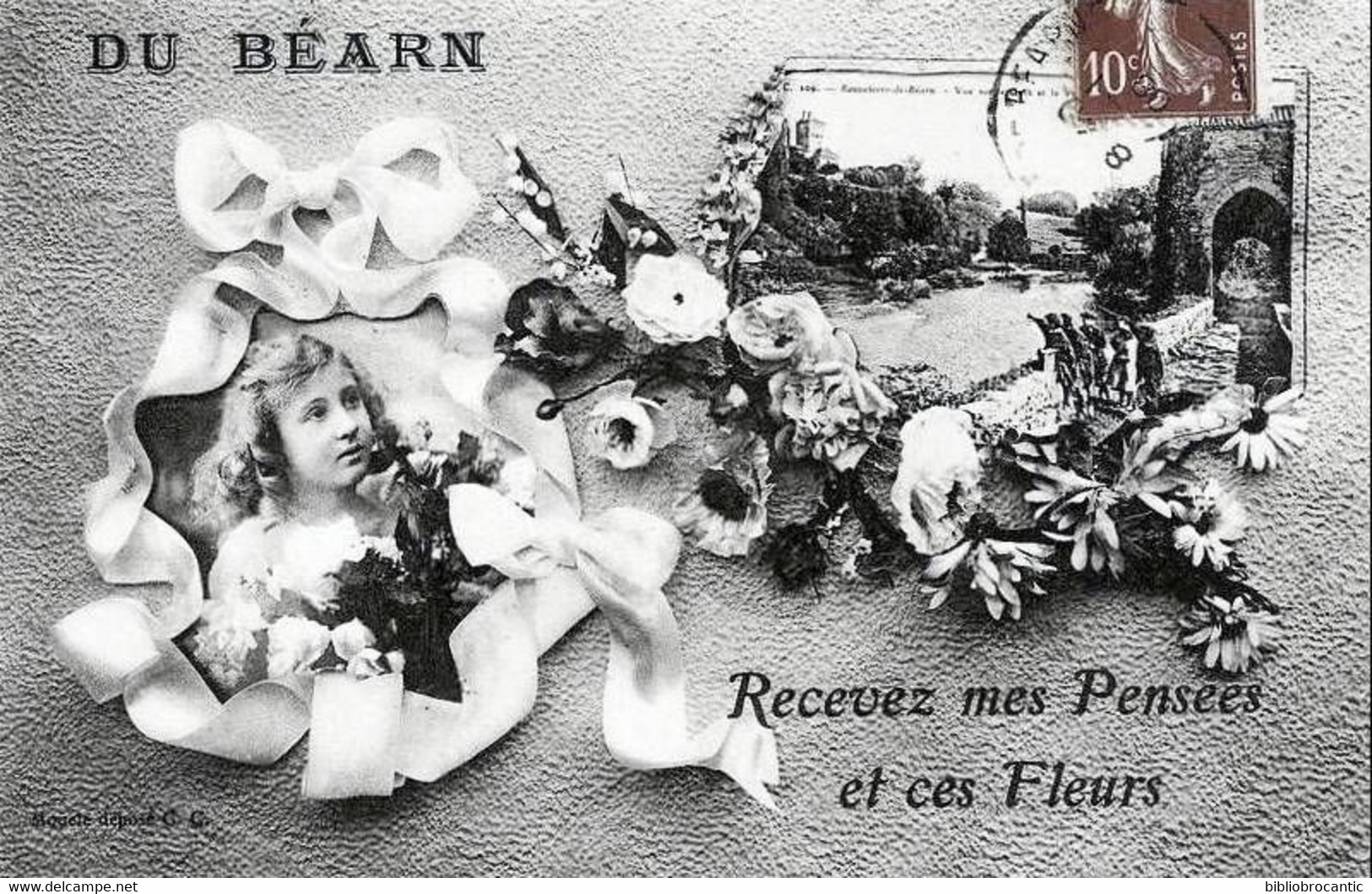 D64 - DU BEARN,  RECEVEZ MES PENSEES ET CES FLEURS  + Vue de SAUVETERRE DE BEARN