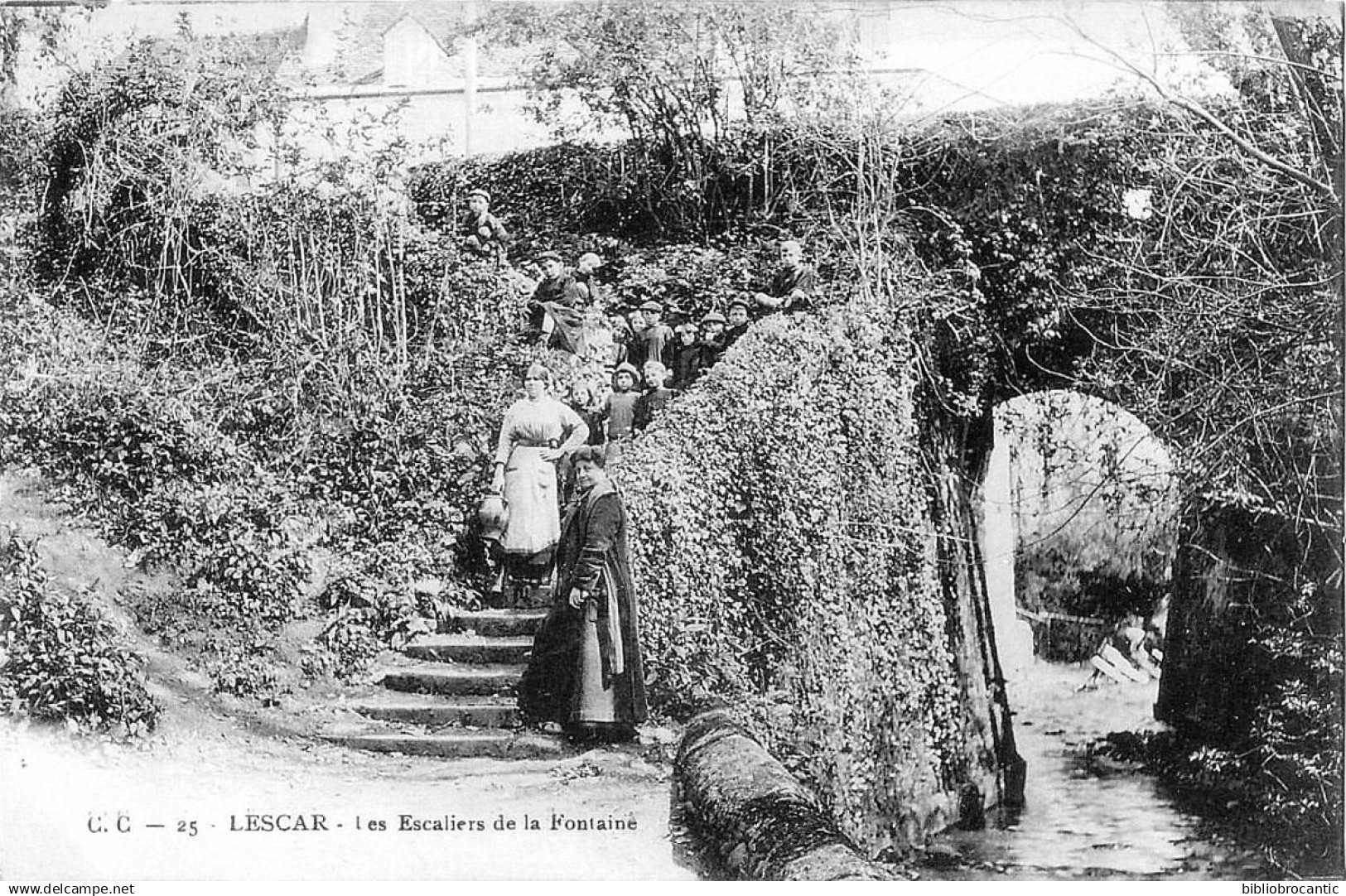 D64 - LESCAR - VUE ANIMEE DES ESCALIERS DE LA FONTAINE