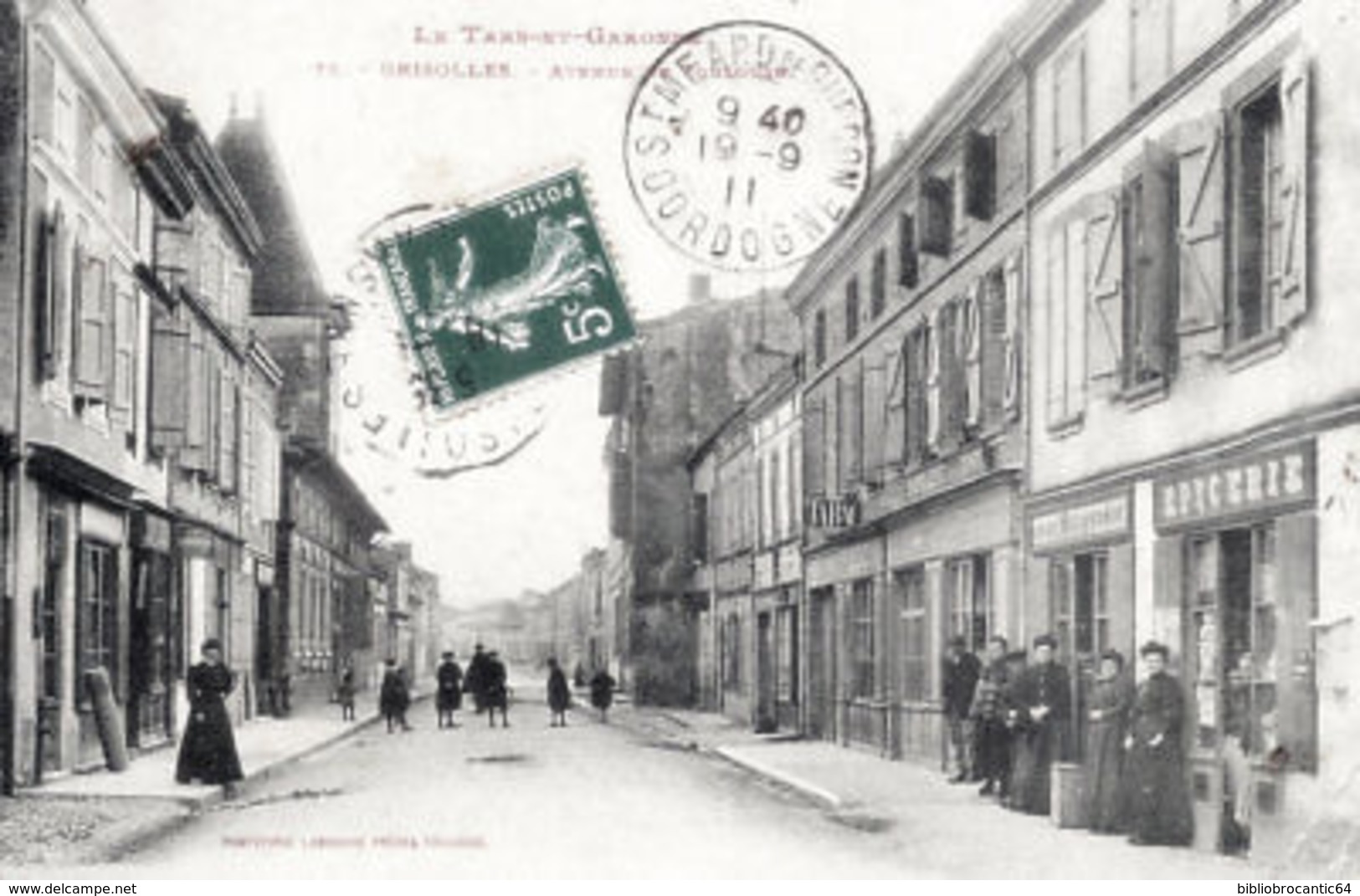 D82 GRISOLLES < Vue animée de L'AVENUE DE TOULOUSE + EPICERIE RIEUX, COULELIER