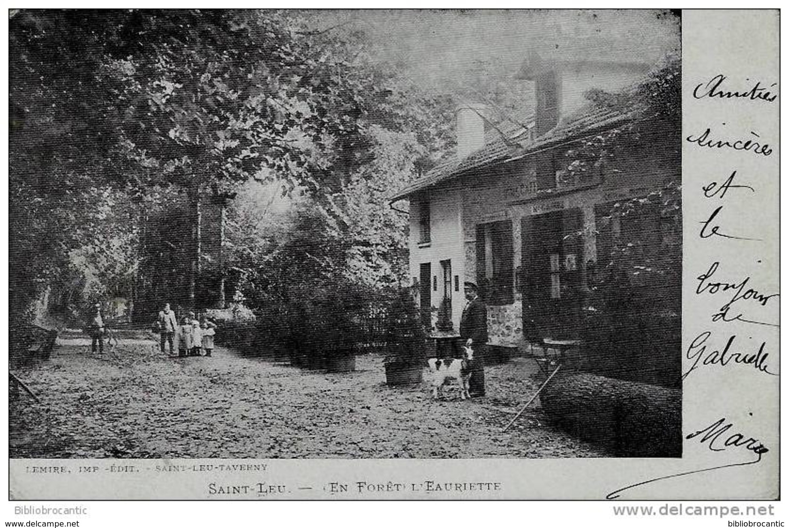 D95 - CPA précurseur - SAINT LEU LA FORET - EN FORET,  VUE ANIMEE DU RESTAURANT  "L'EAURIETTE"