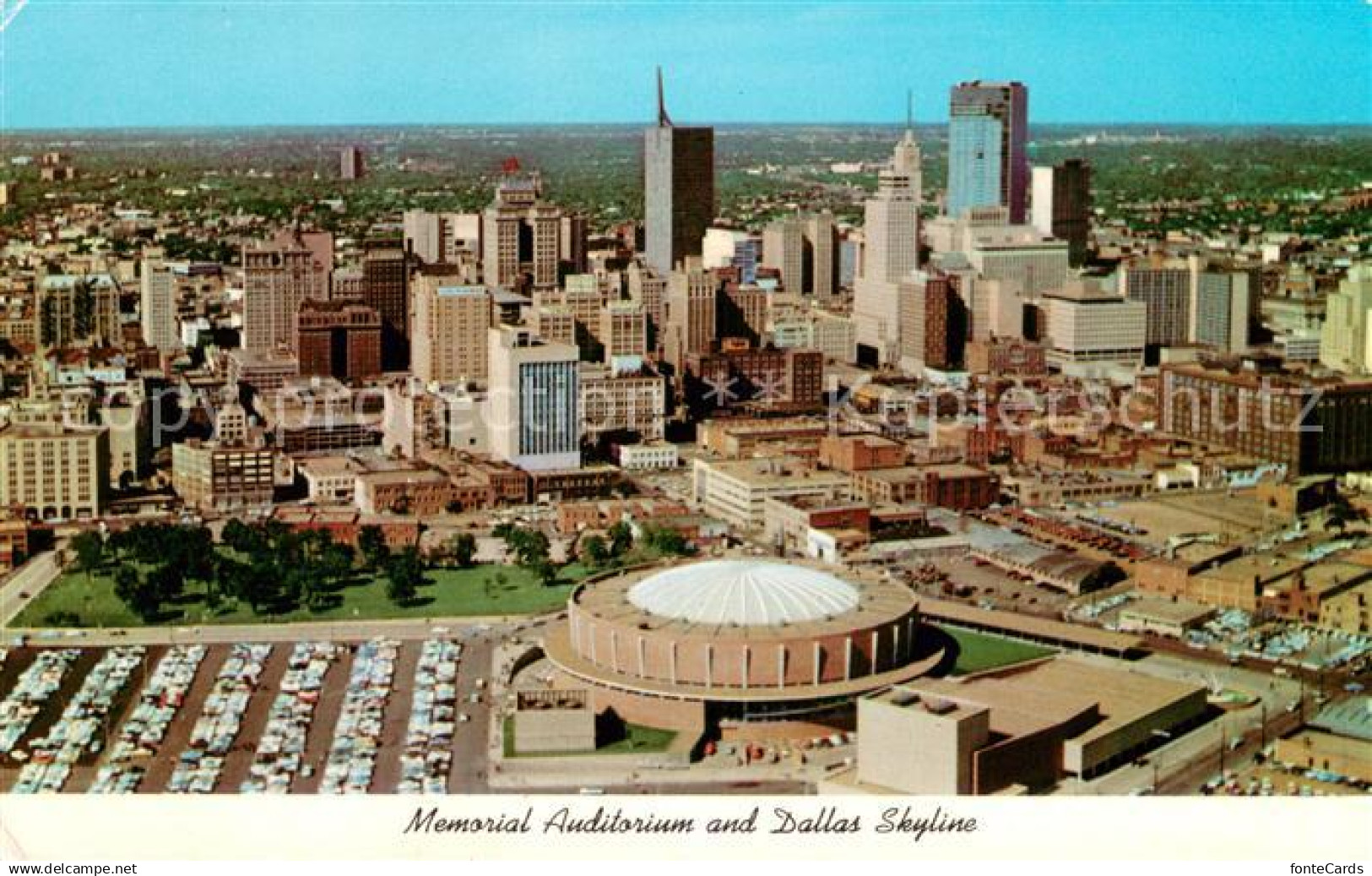 Dallas Texas Memorial Auditorium and Dallas Skyline