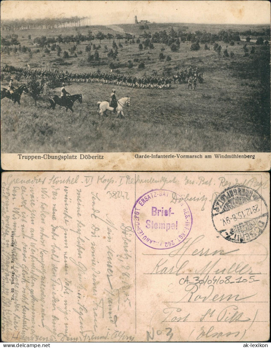 Dallgow Döberitz  Infanterie-Vormarsch am Windmühlenberg 1915 Feldpoststempel