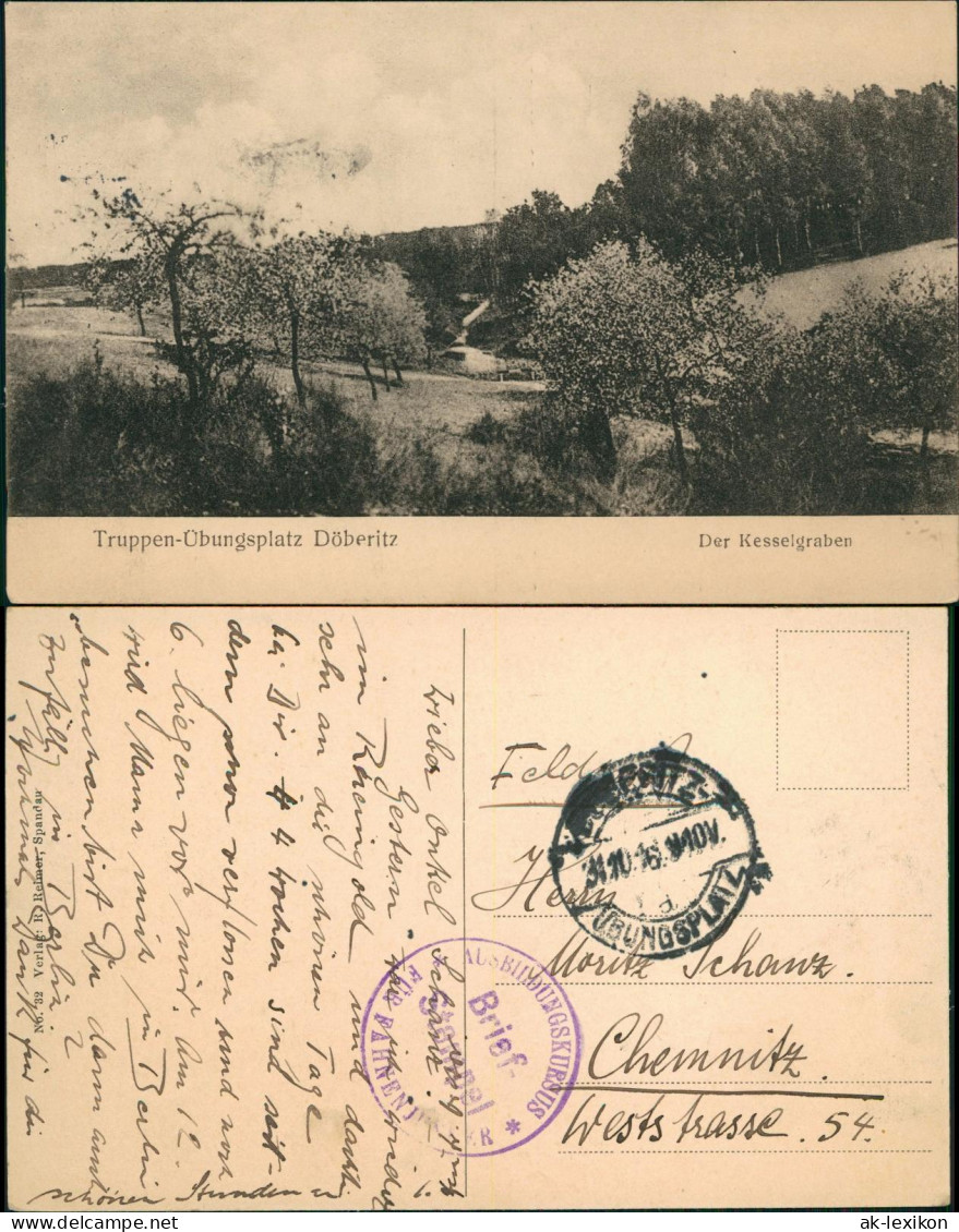 Dallgow-Döberitz Truppenübungsplatz - Der Kesselgraben 1916  gel. Feldpost