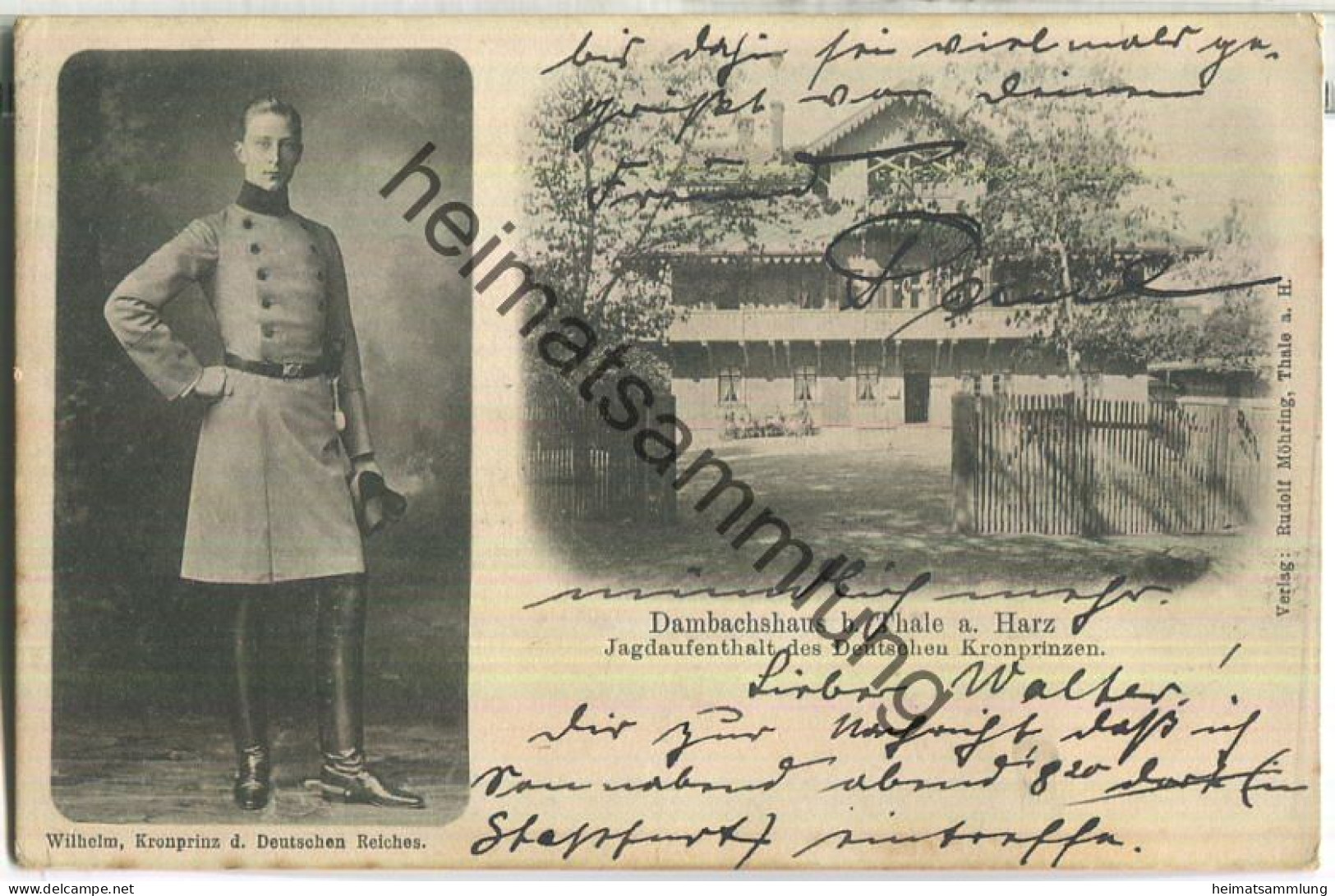 Dambachhaus bei Thale - Jagdaufenthalt des Deutschen Kronprinzen - Verlag Rudolf Möhring Thale - Soldatenkarte