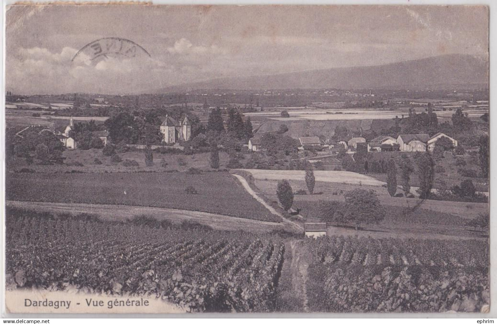 Dardagny Vue Générale Timbre Suisse Helvetia 1919