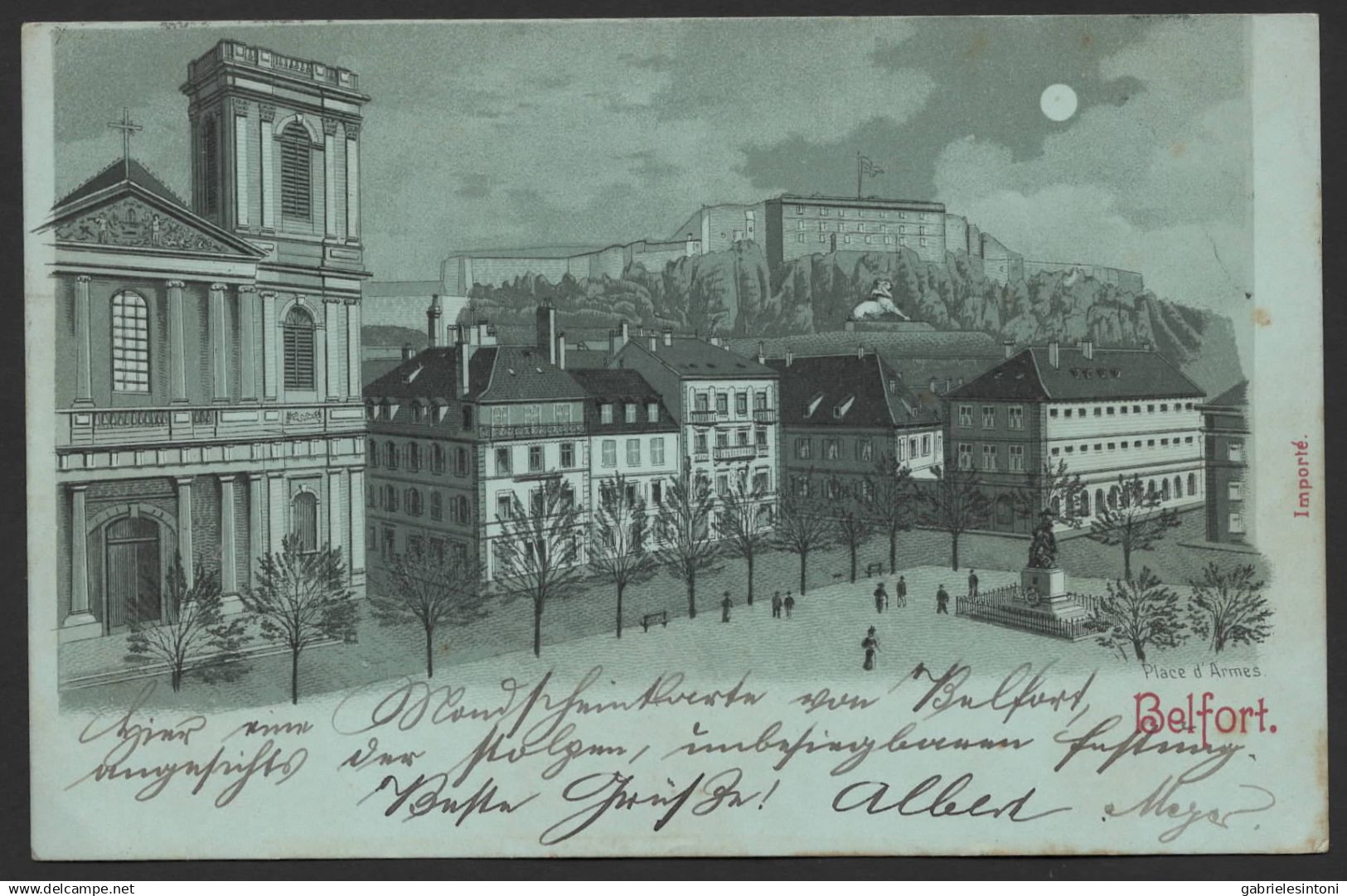 DB 99 - 4/9/1898 - Illustrated Postcard “Au claire de lune” from Belfort.