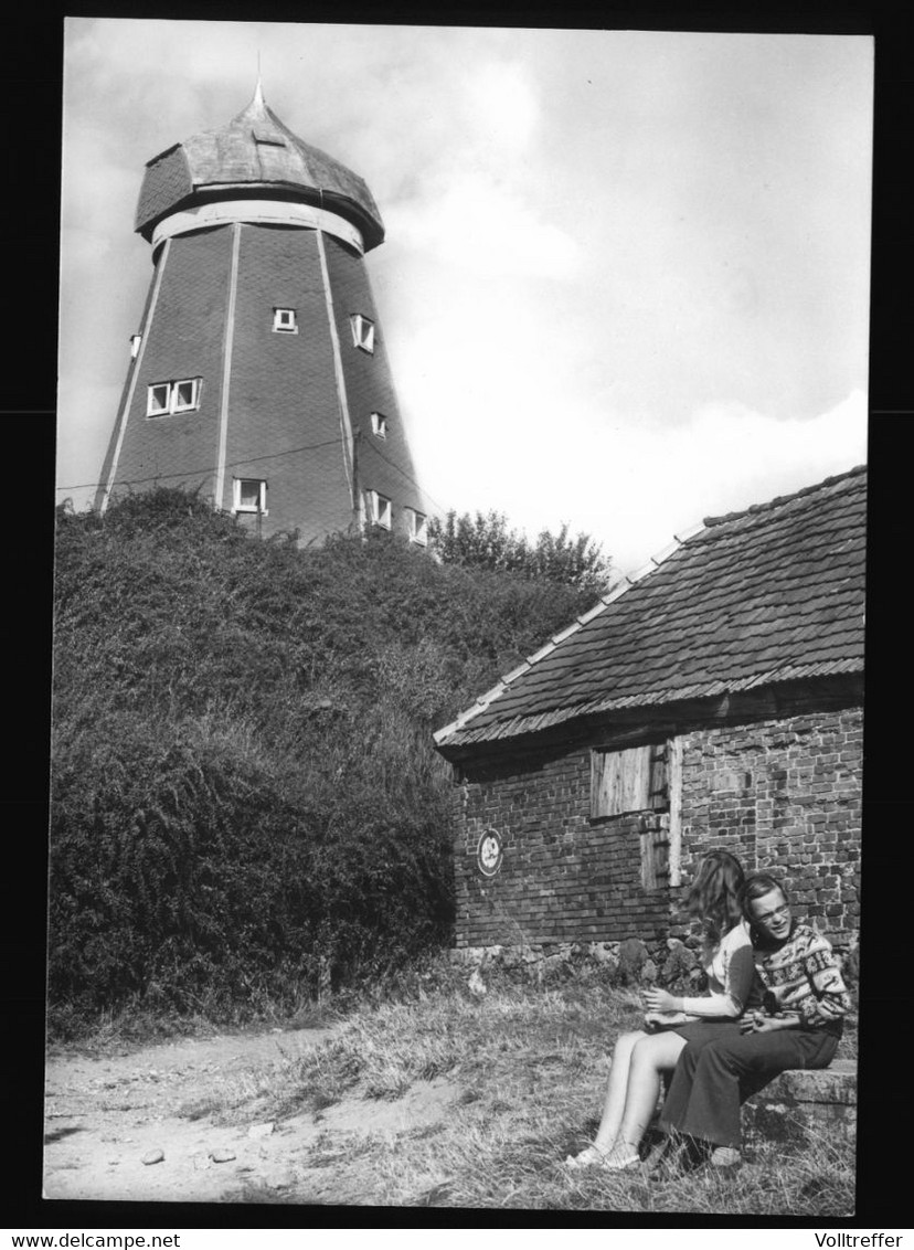 DDR AK 1977 Röbel Müritz DJH Jugendherberge Philipp Müller, alte Windmühle, old windmill