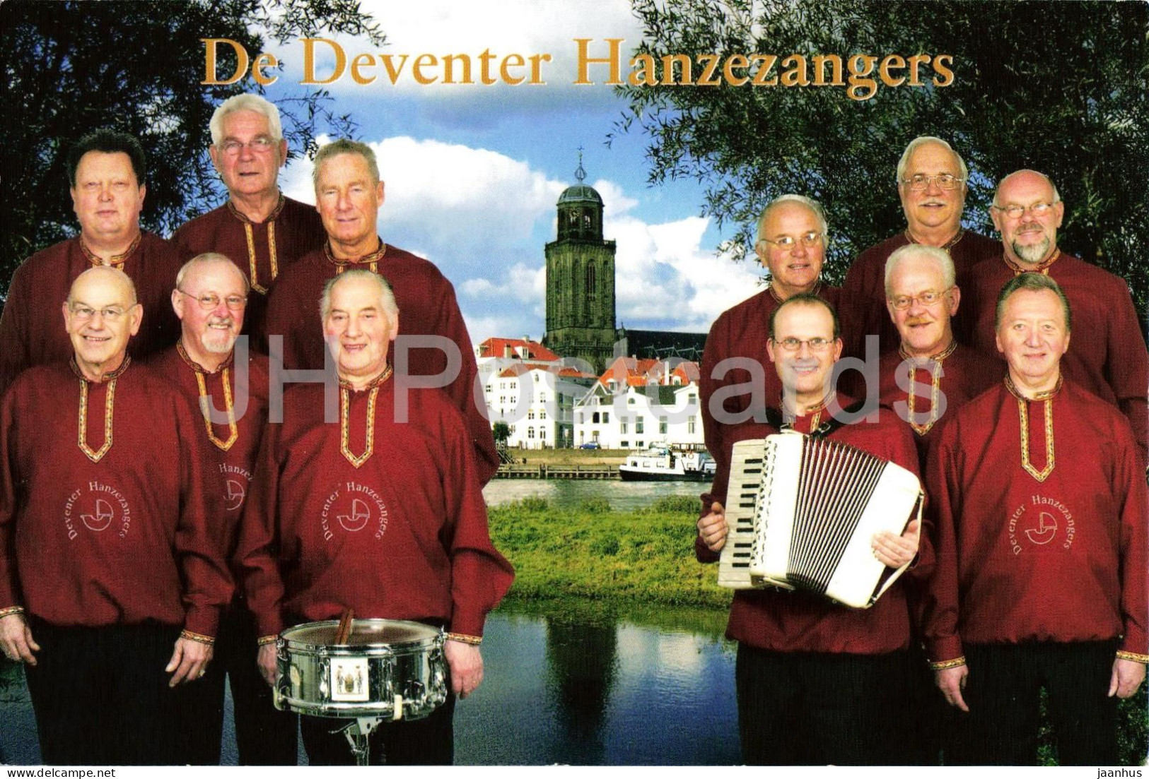 De Deventer Hanz ezangers - male choir group portrait - accordion - drum - Netherlands - unused