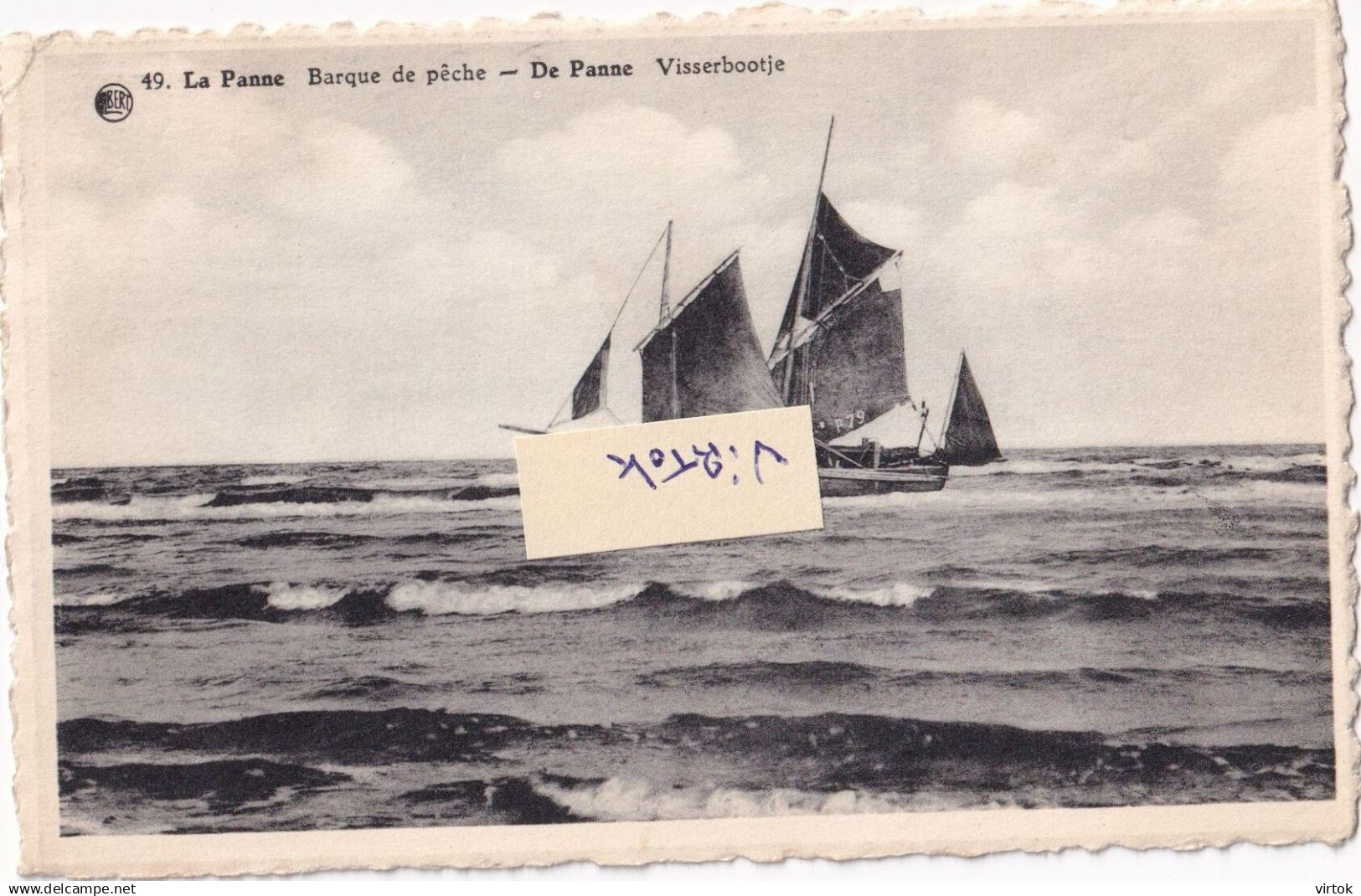 De Panne - La Panne  :     visserboot -  la peche  (  met zegel )