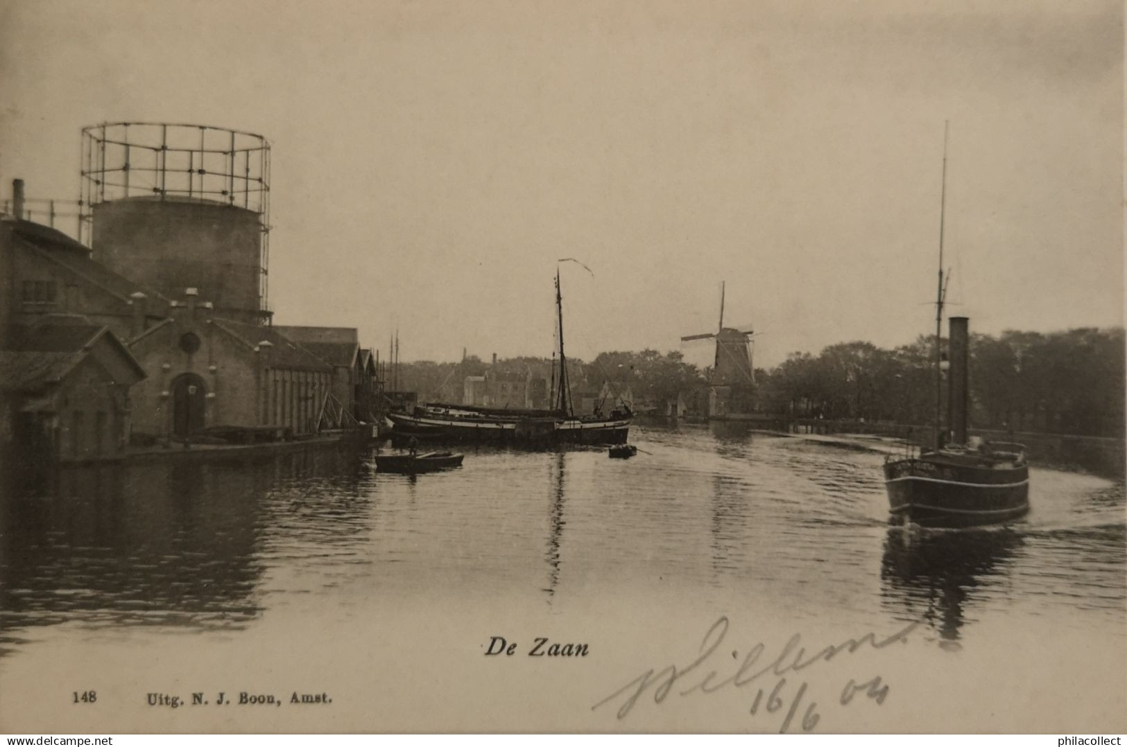 De Zaan // Gashouder - Molen - Schip) 1904