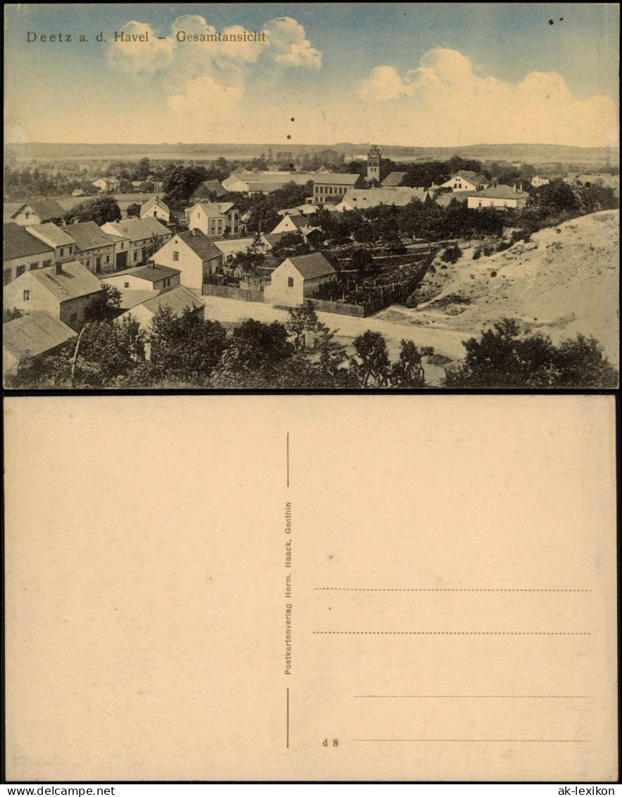 Deetz (Havel)-Groß Kreutz (Havel)  Gesamtansicht auf Häuser & Straßen 1910