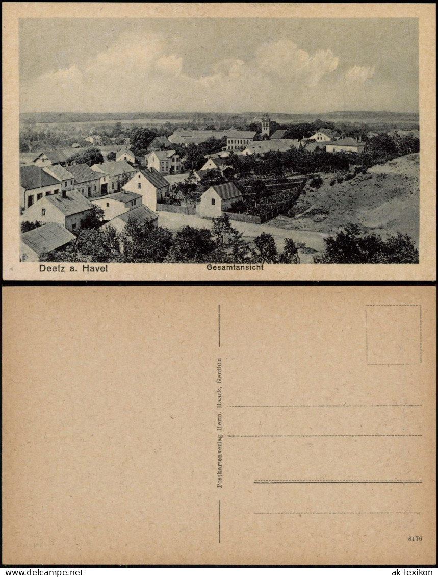 Deetz (Havel)-Groß Kreutz (Havel) , Straße Wohnhäuser aus d. Vogelschau 1910