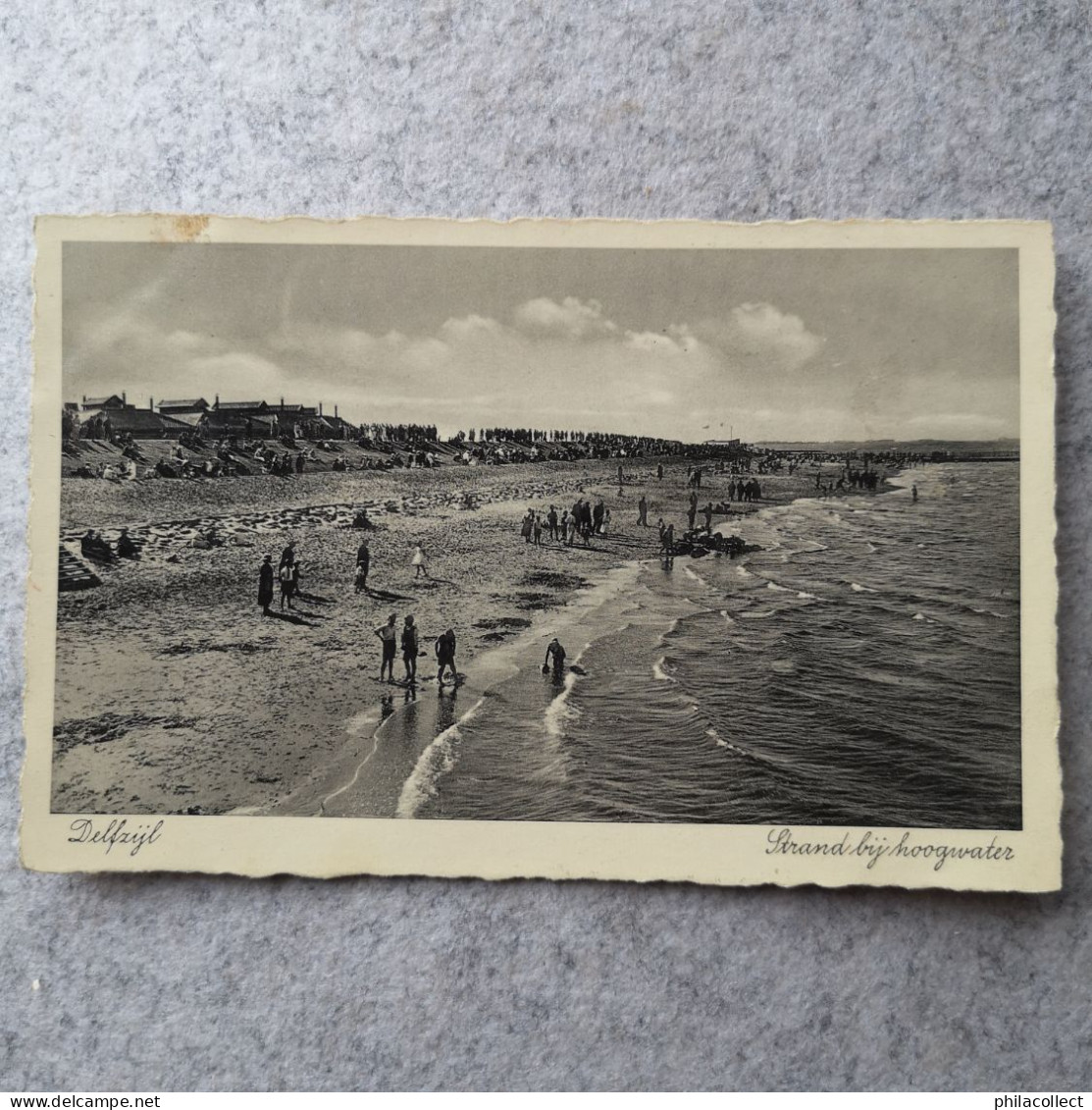 Delfzijl (Grn.) Strand bij Hoogwater 193?