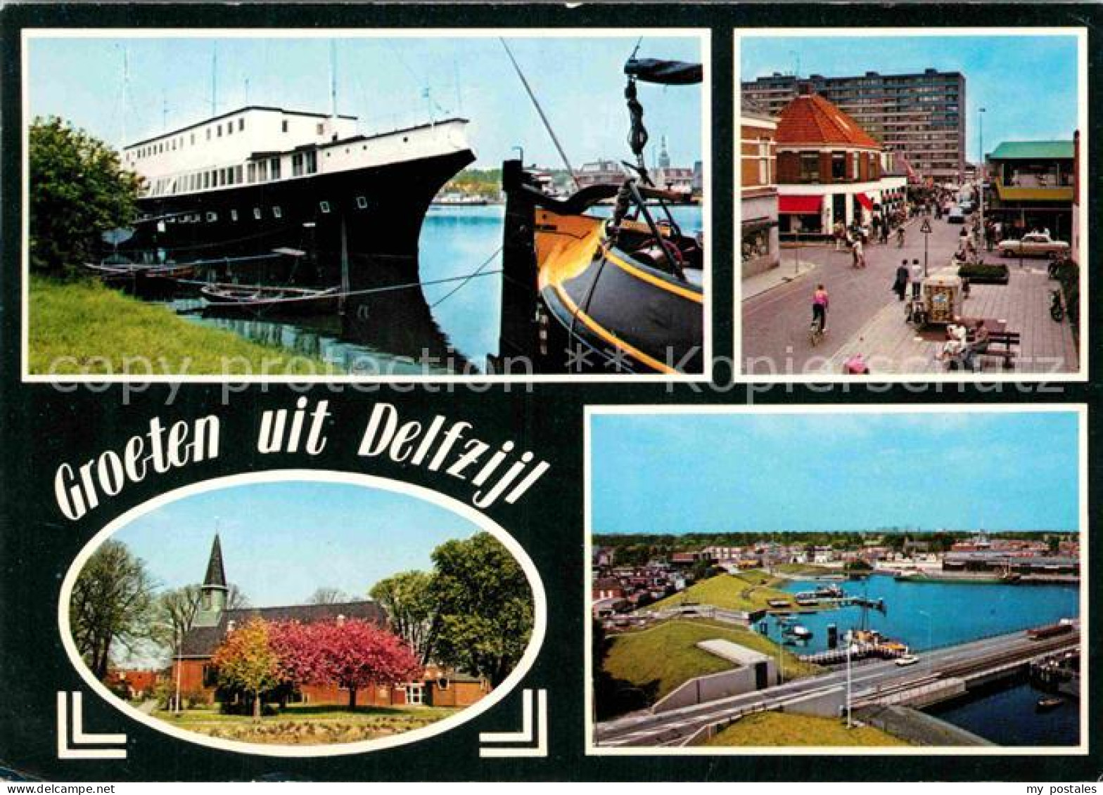 Delfzijl Hafenpartie Teilansicht Kirche Panorama
