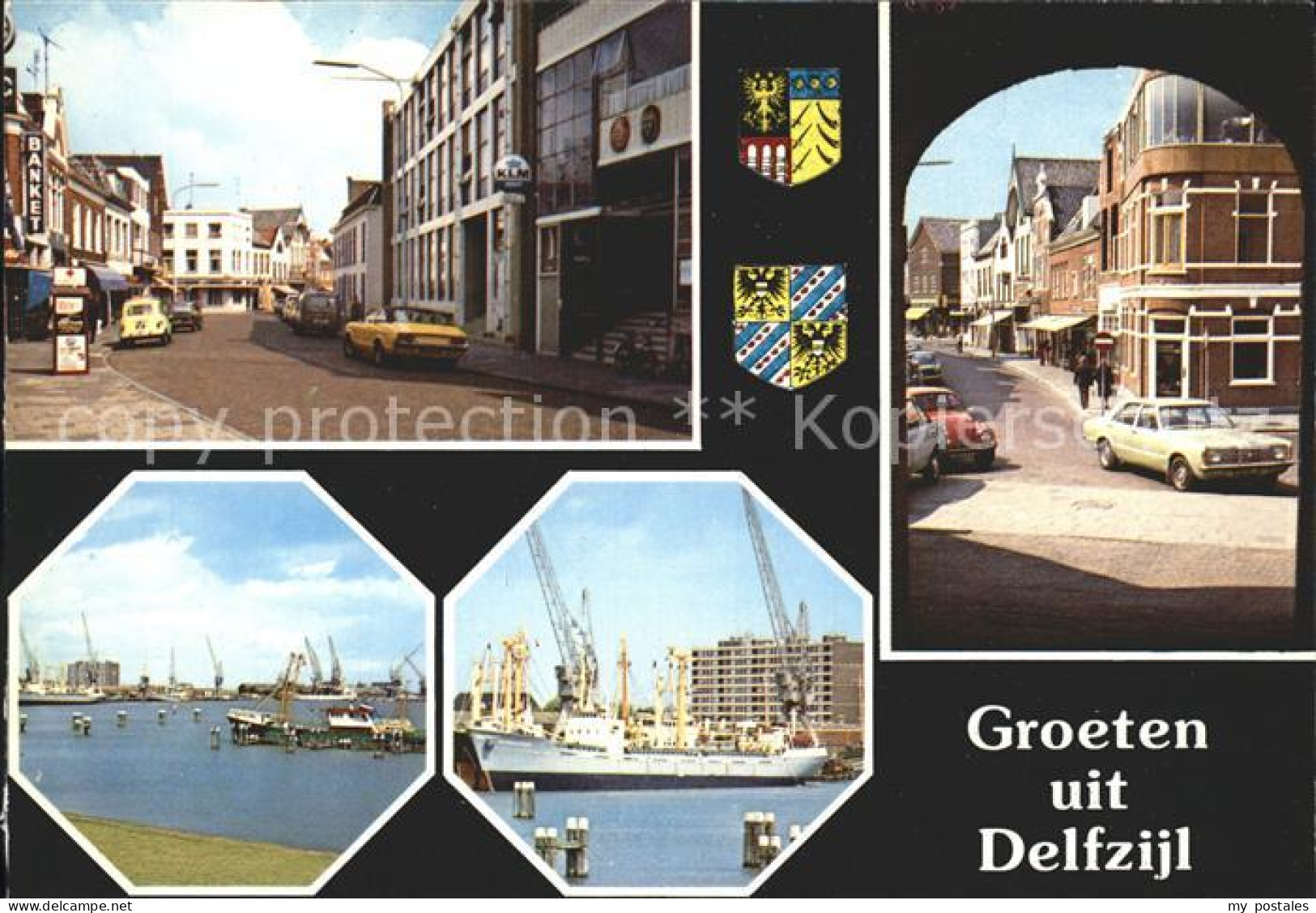 Delfzijl Strassenpartie Hafen Schiffe Wappen