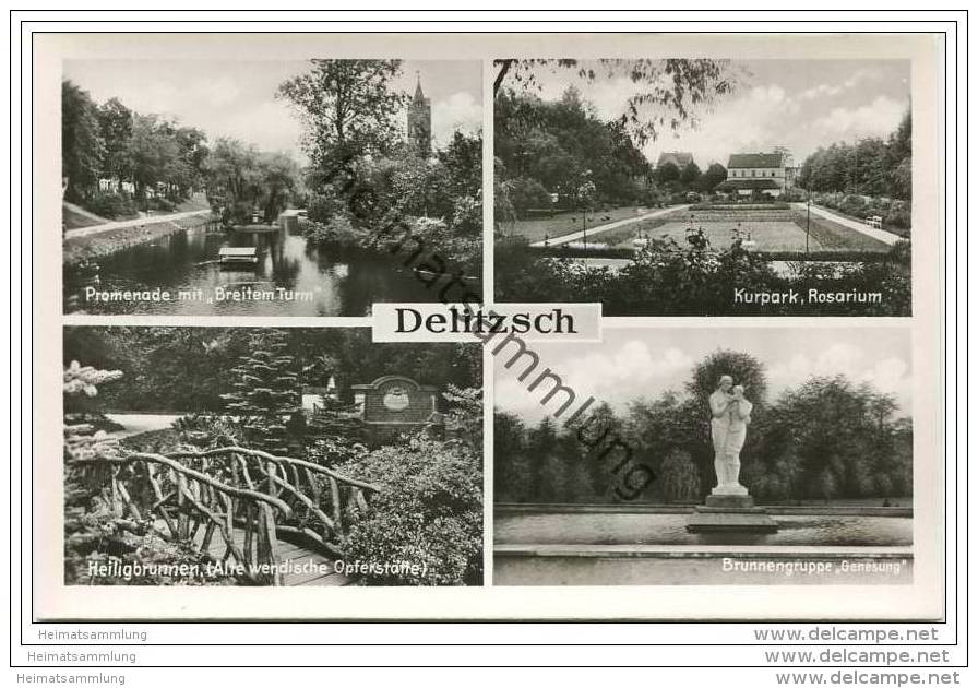 Delitzsch - Promenade - Kurpark - Heiligenbrunnen - Foto-AK