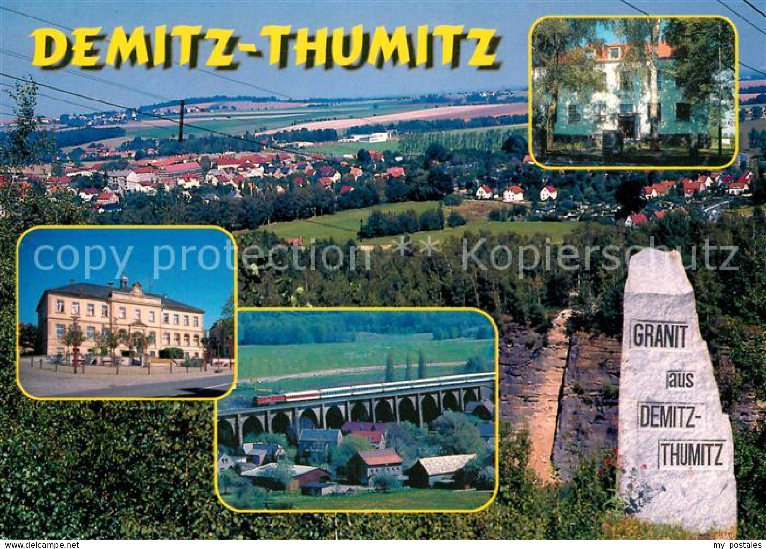Demitz-Thumitz Teilansicht Marktplatz Schule Steinmetzschule Viadukt