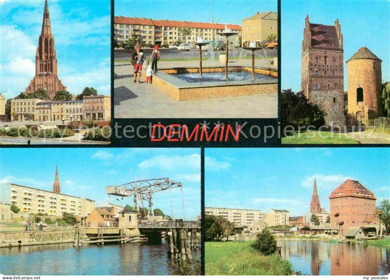 Demmin Mecklenburg Vorpommern Markt Bartholomaeuskirche Springbrunnen Luisentor