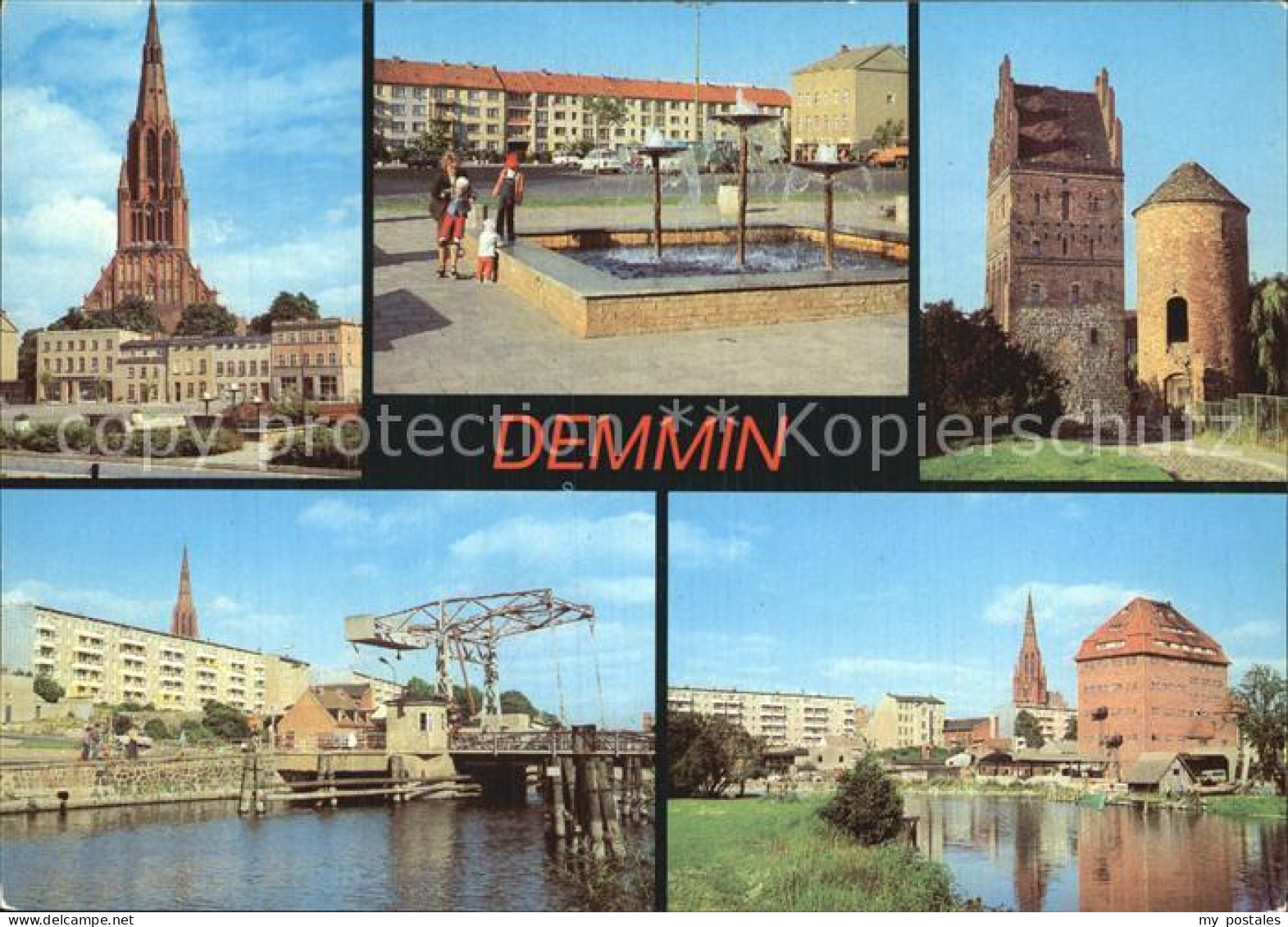 Demmin Mecklenburg Vorpommern Markt Bartholomaeuskirche Springbrunnen Luisentor