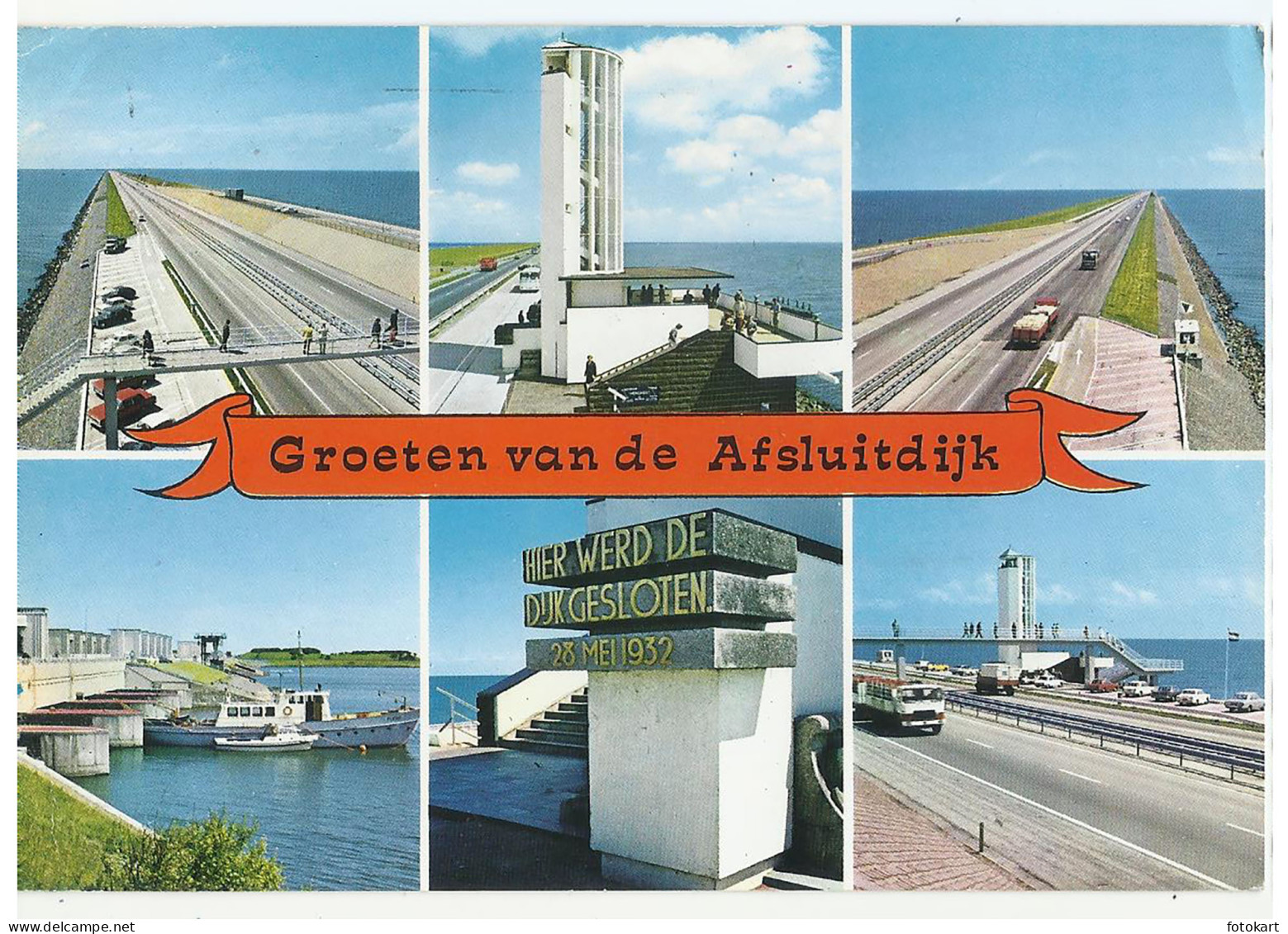 Den Oever Netherlands, Afsluitdijk Multi-View Vintage Postcard, 1975