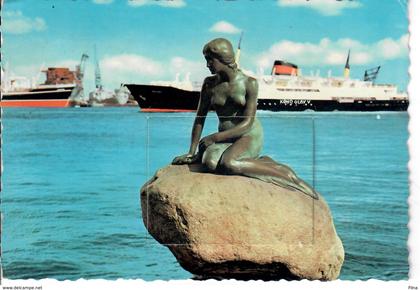 CARTOLINA DANIMARCA COPENAGHEN LA SIRENETTA CON INSERTO