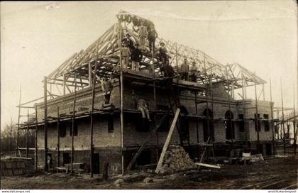 Photo CPA Bylderup Bülderup Nordschleswig Dänemark, Baustelle, Richtfest