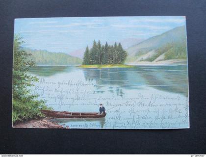 AK 1905 Nordschleswig Dänemark einsamer Angler im Boot. Künstlerkarte. Tingleff nach Pattburg Mit AK K1 Pattburg